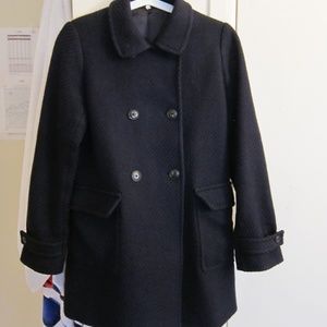 MUJI Japanese Dark Navy Blue Wool Peacoat S EUC
